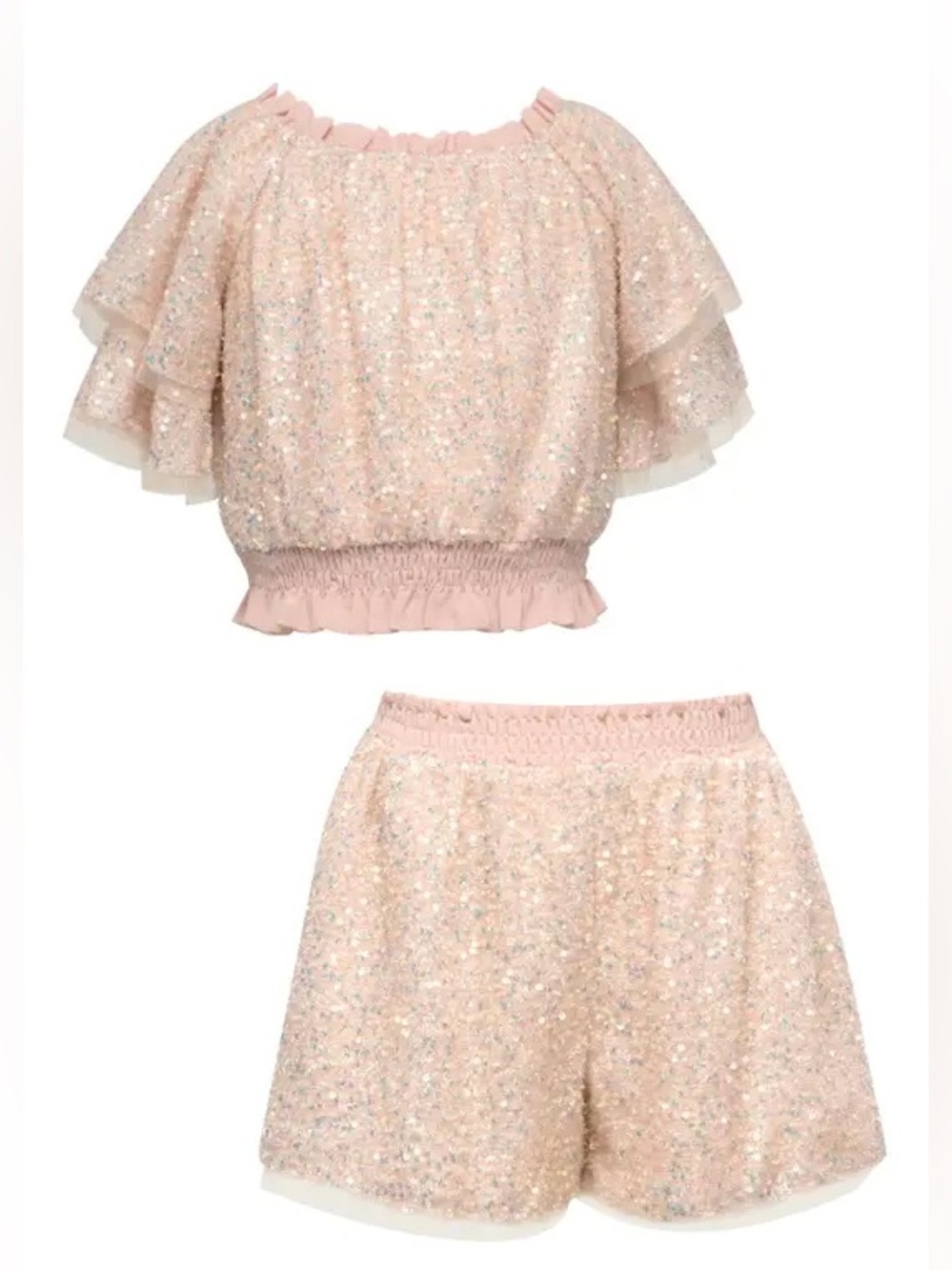 Hannah Banana Girls Pink Sparkling Sequin Outfit 2pc Set, size 12